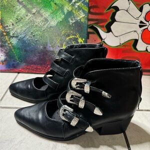 TUK Buckle Western Style Booties, Size 7